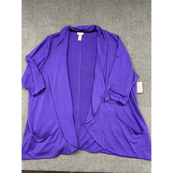 Catherines Sweaters - Catherines Purple Open Front Slub Knit Cardigan Jacket 3X 26/28W NWT Pockets